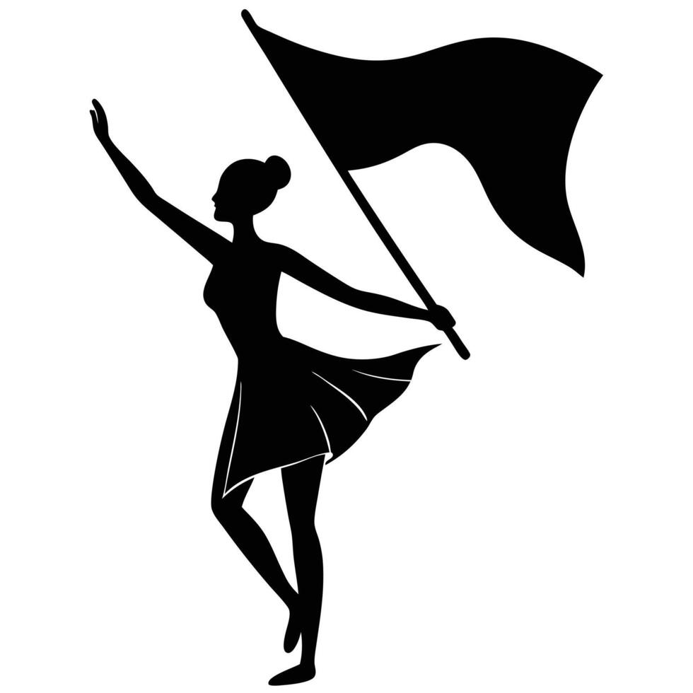 Dancer Holding Flag Silhouette on White Background vector