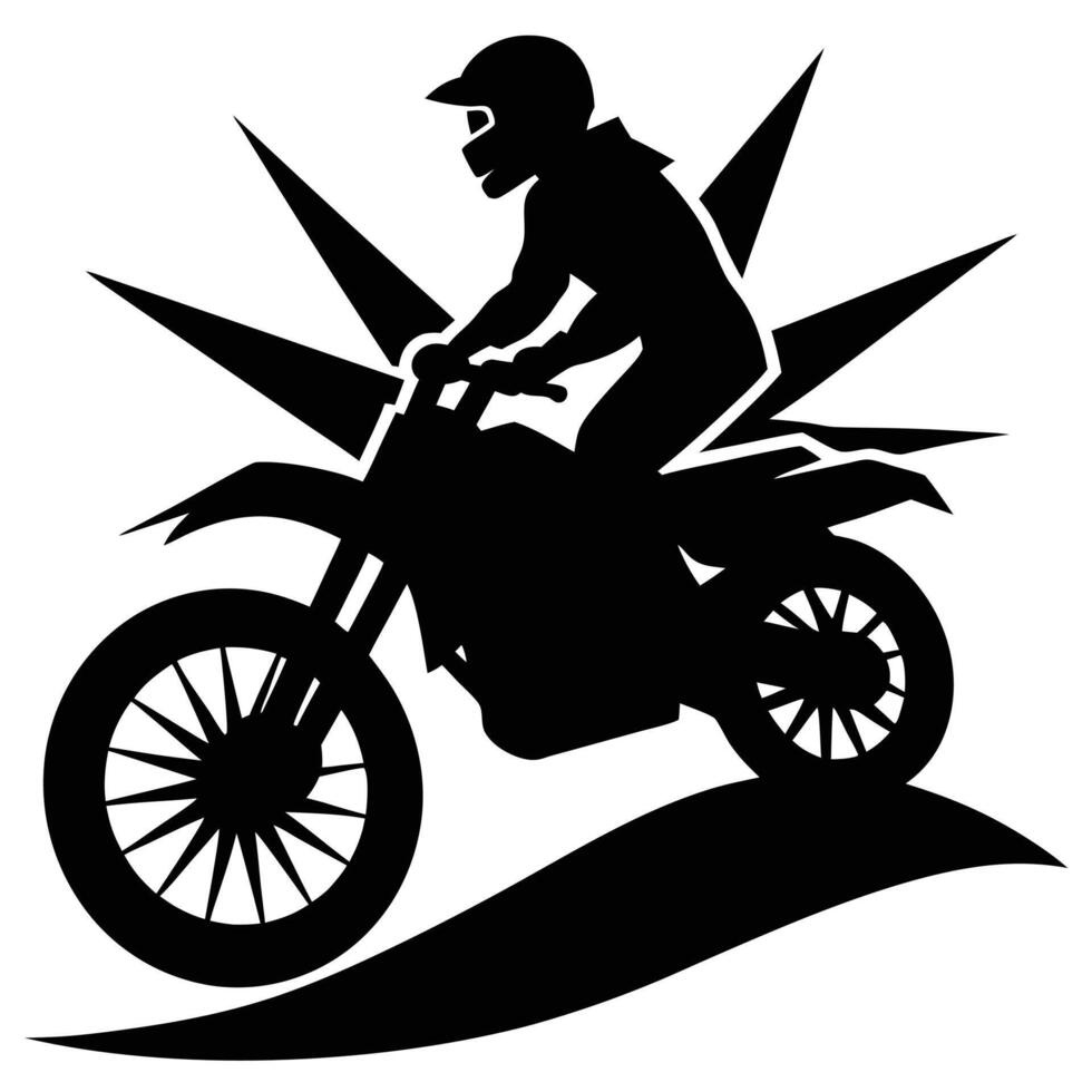 Motocross Competition Silhouette on White Background vector