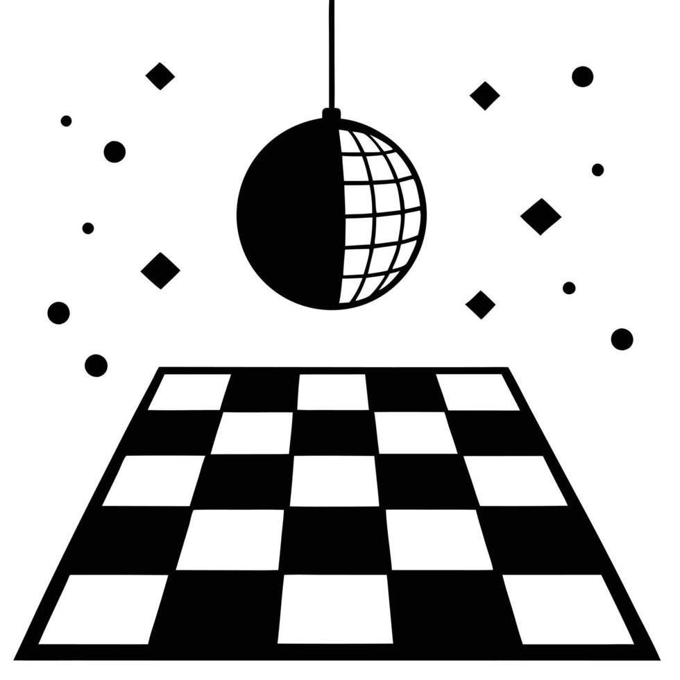 Disco Dance Floor Silhouette on White Background vector