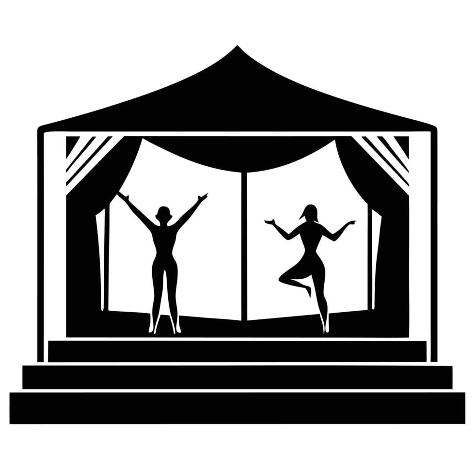 Modern Dance Stage Silhouette on White Background vector
