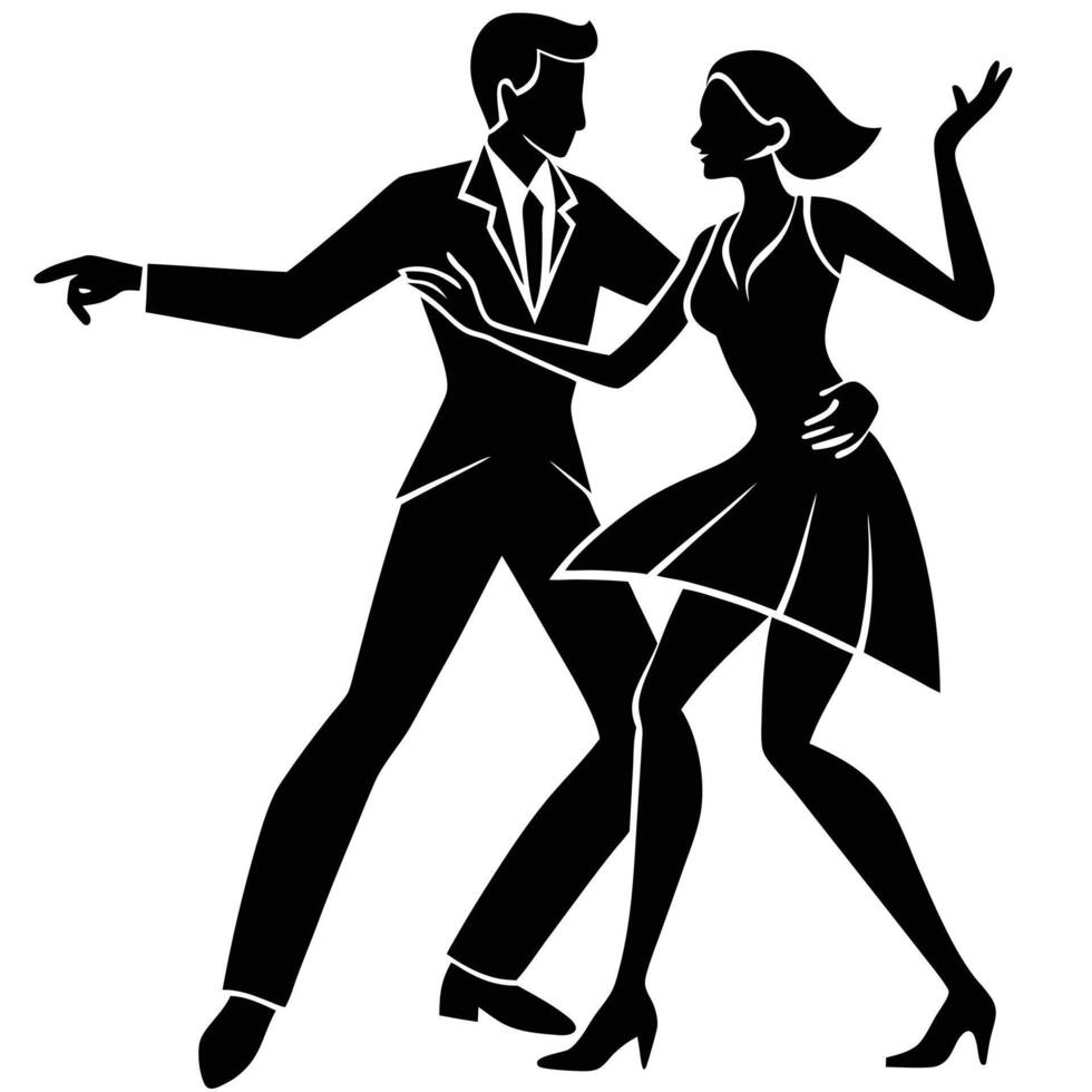 Salsa Couple Silhouette on White Background vector