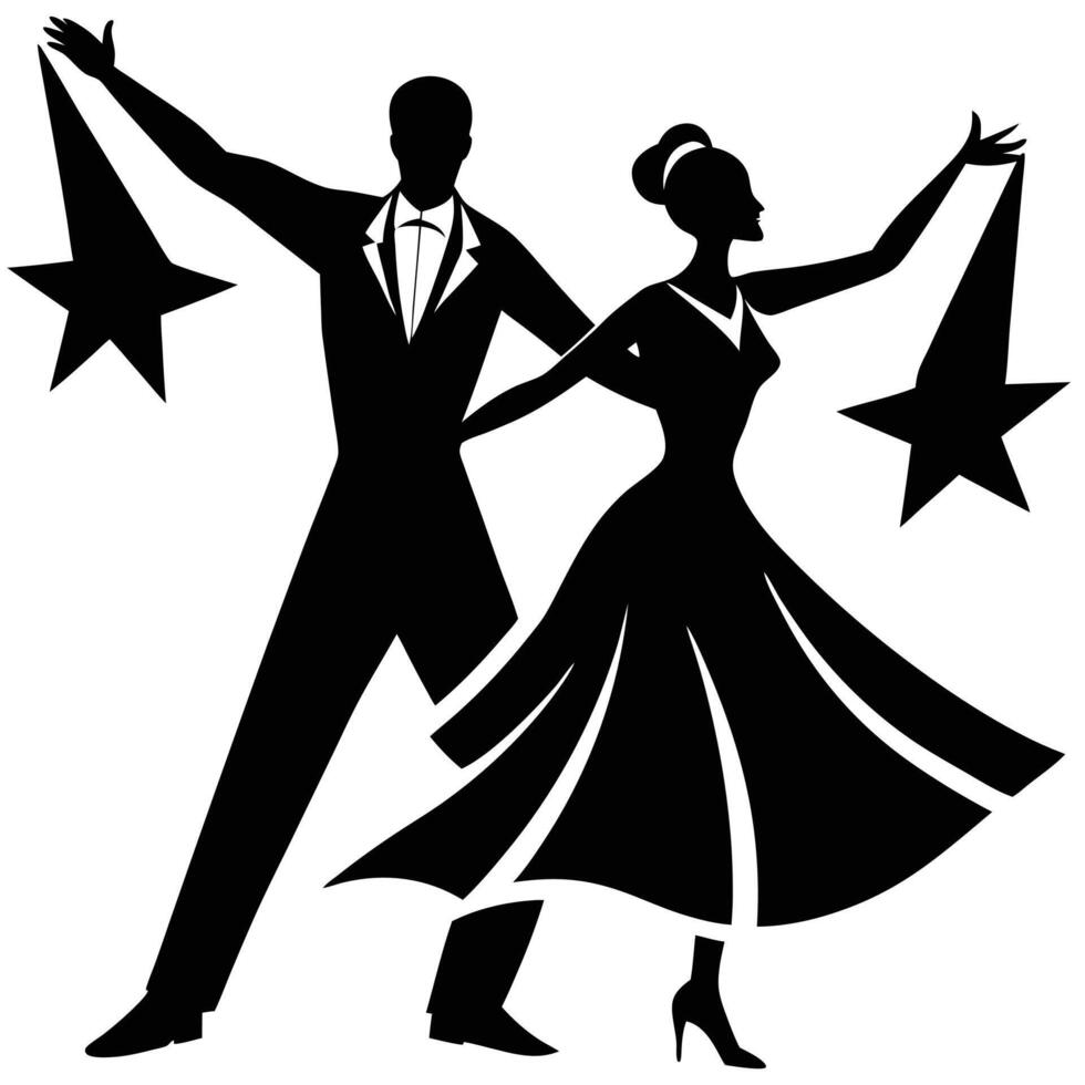 Ballroom Competition Silhouette on White Background vector