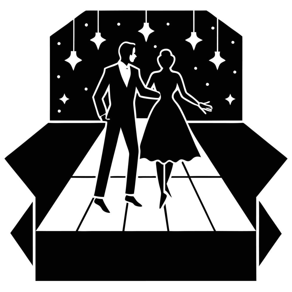 Ballroom Dance Floor Silhouette on White Background vector