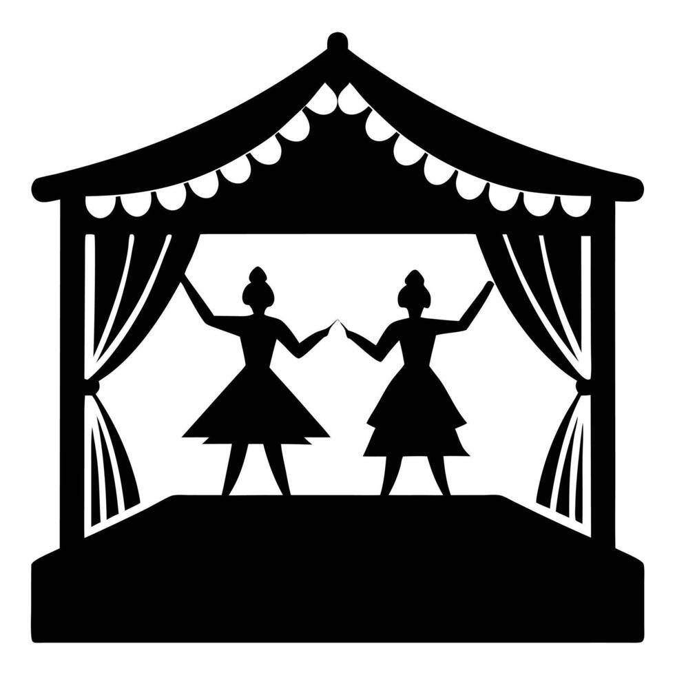 Folk Dance Stage Silhouette on White Background vector
