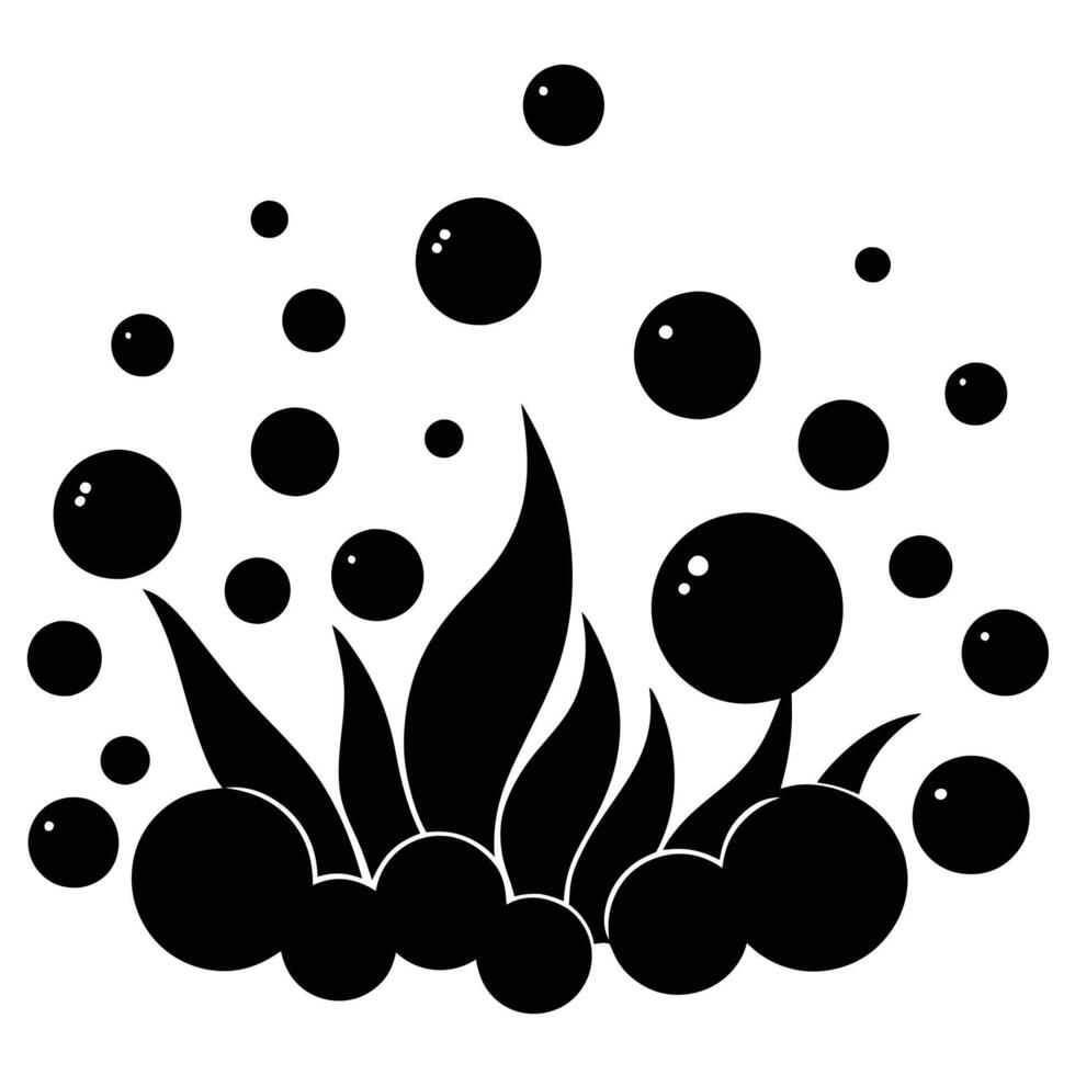 Underwater Bubbles Silhouette on White Background vector