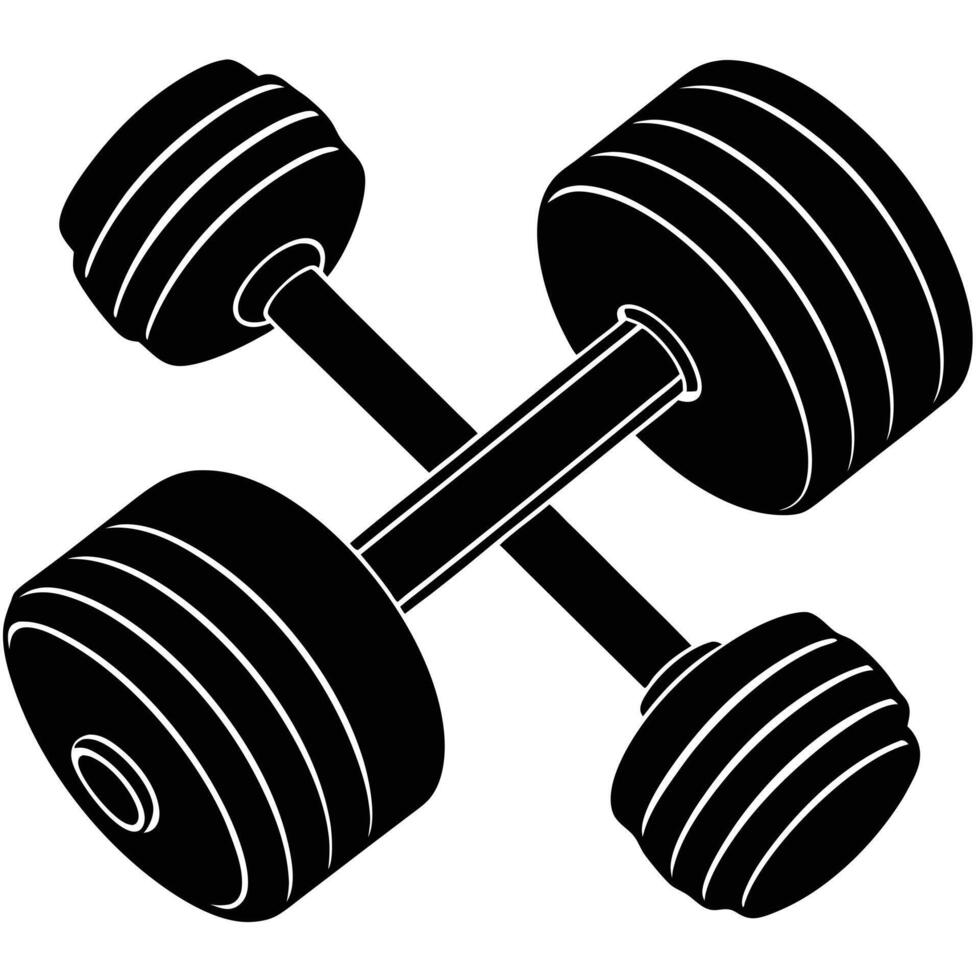 Dumbbell Pair Silhouette on White Background vector
