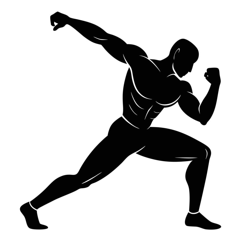 High Intensity Workout Move Silhouette on White Background vector