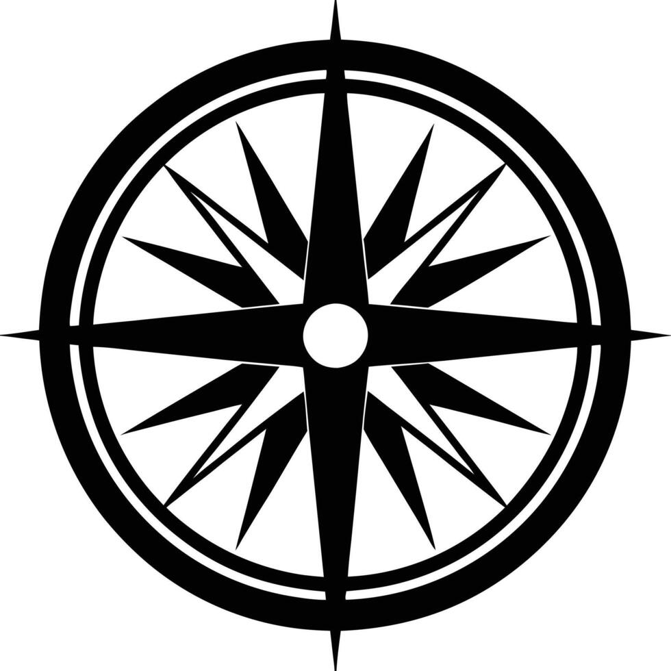 Compass Silhouette on White Background vector