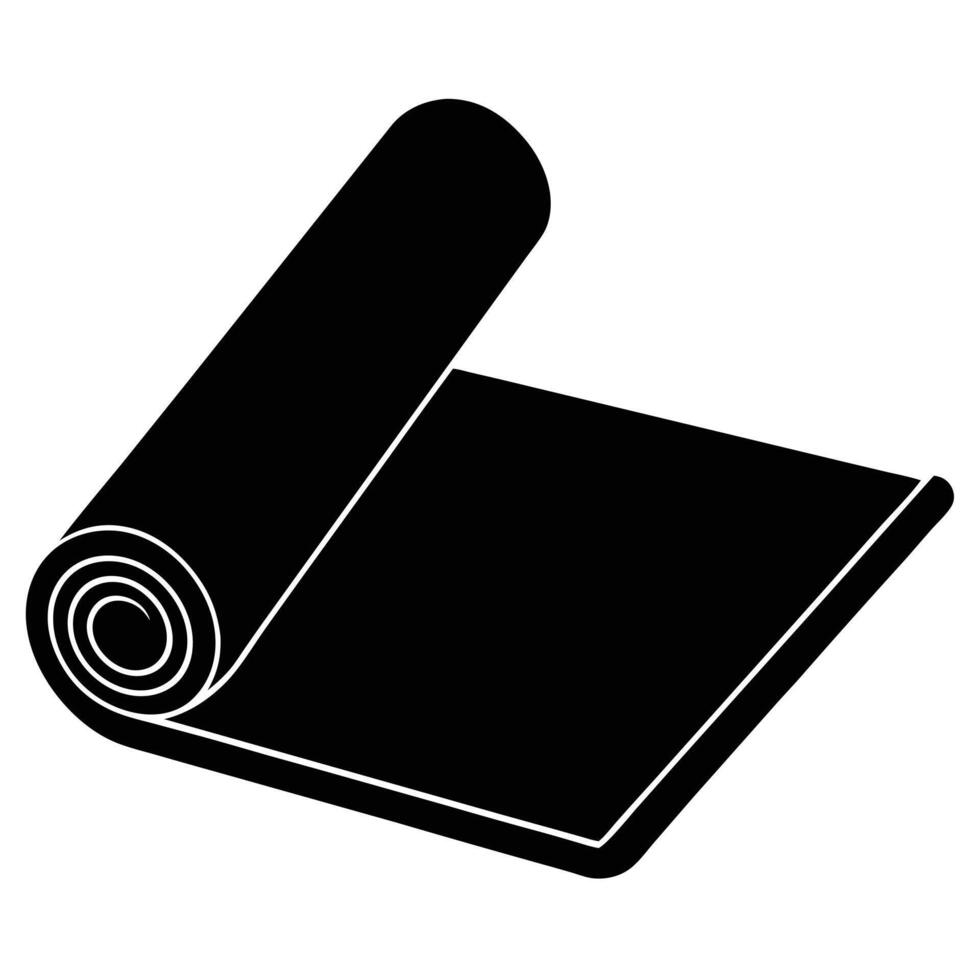 Yoga Mat Silhouette on White Background vector