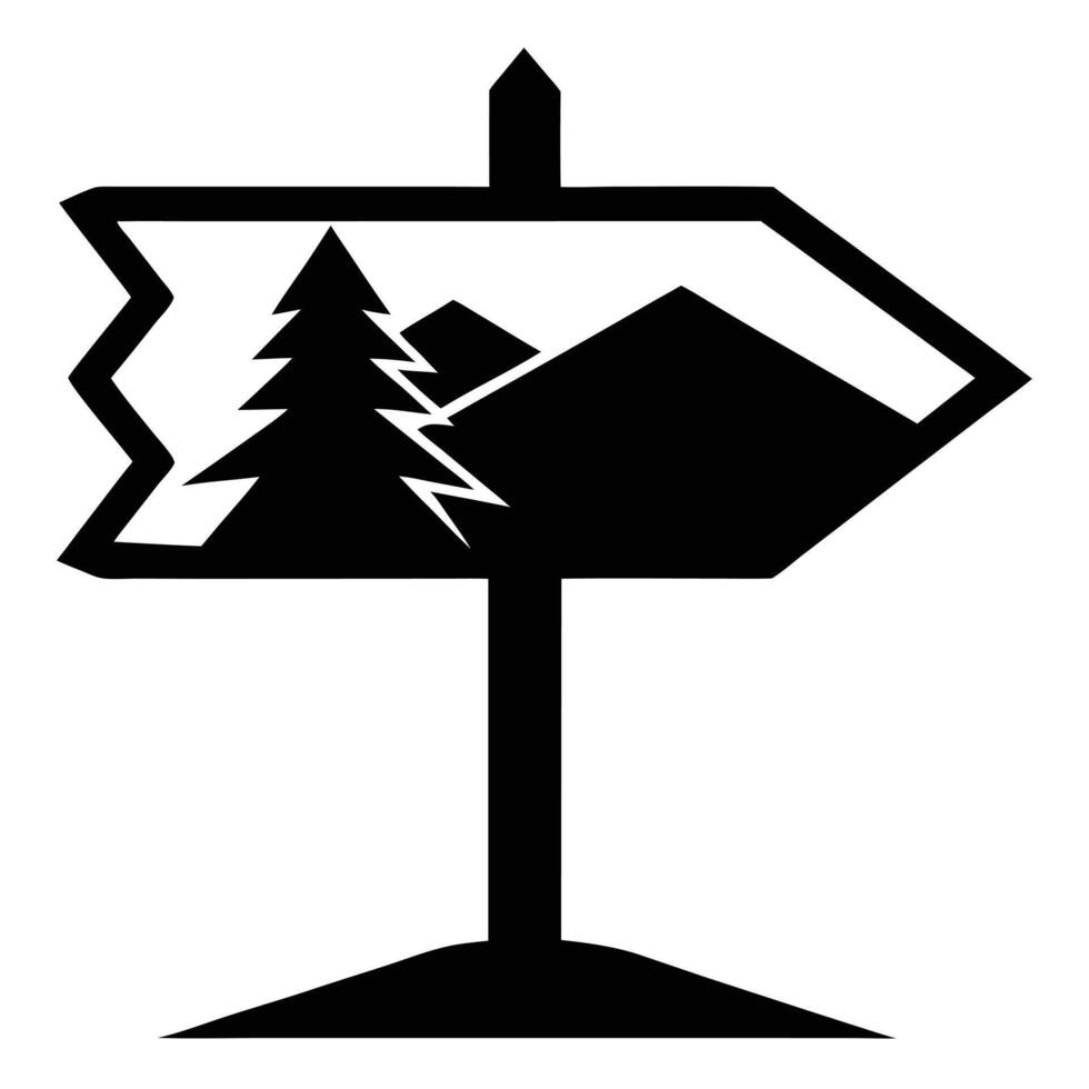 Trail Sign Silhouette on White Background vector