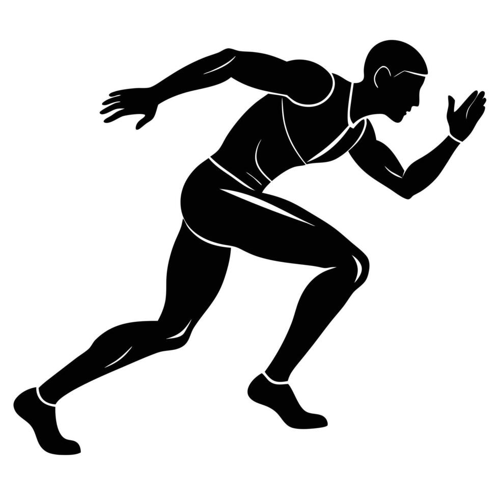 High Knee Sprint Silhouette on White Background vector