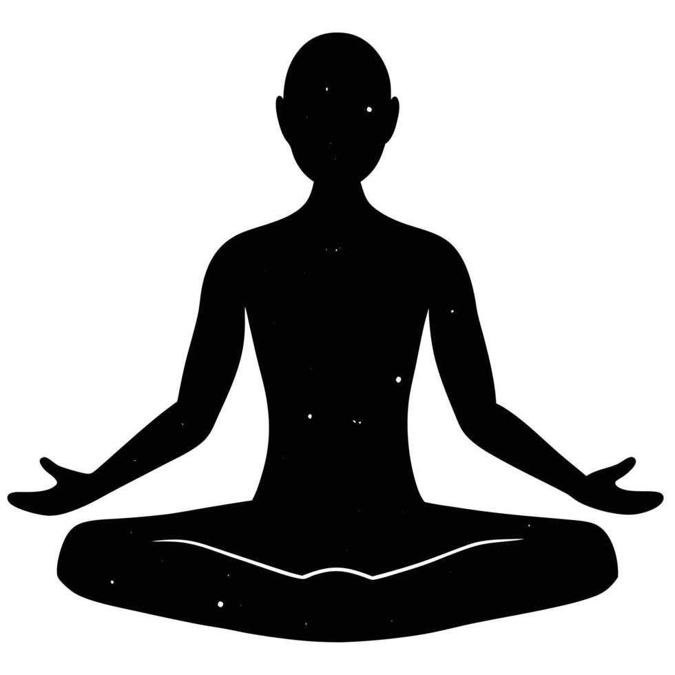 Meditation Pose Silhouette on White Background vector