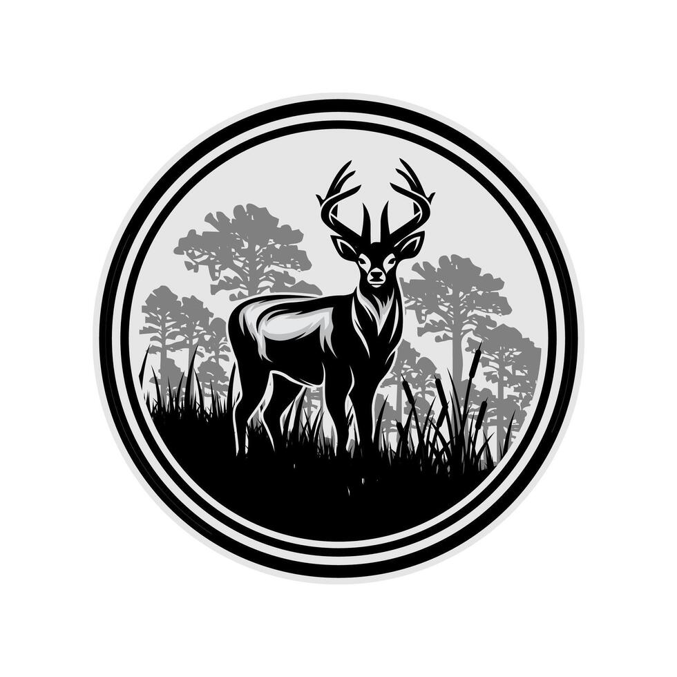 deer in the forest bushes hunting illustration vector