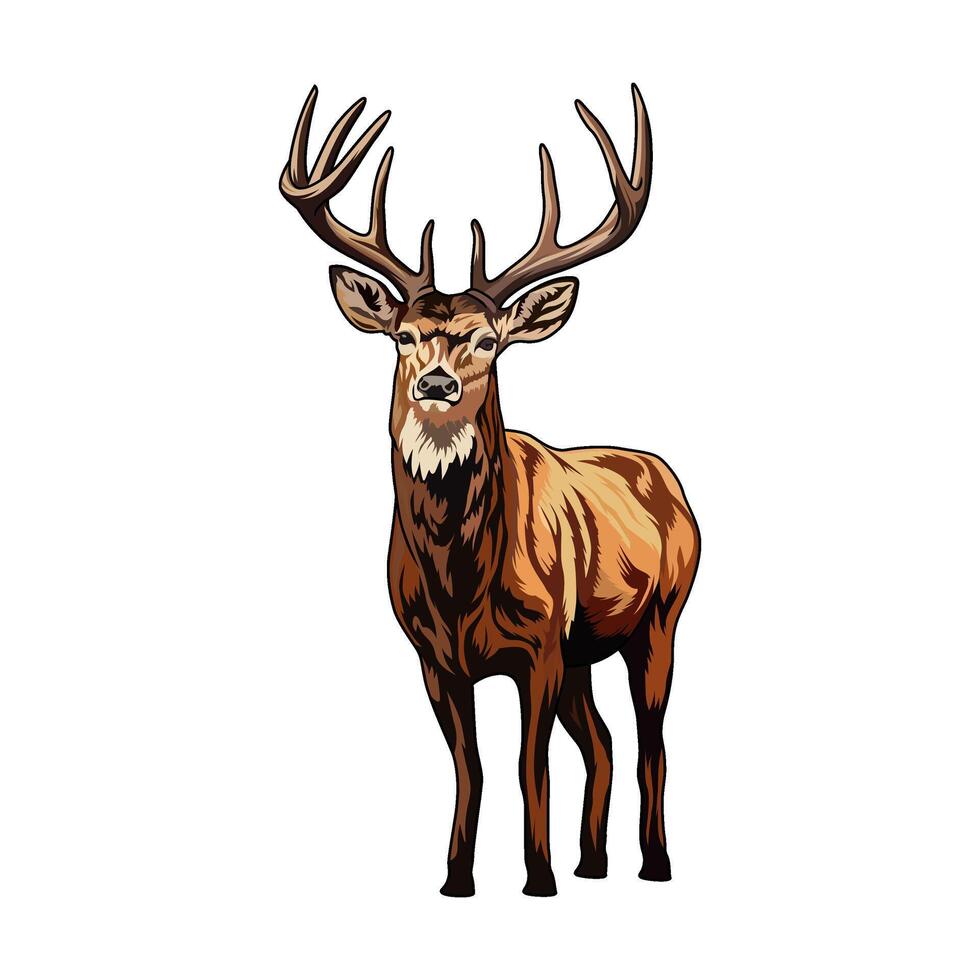 standing deer full color hunting logo illustration vector