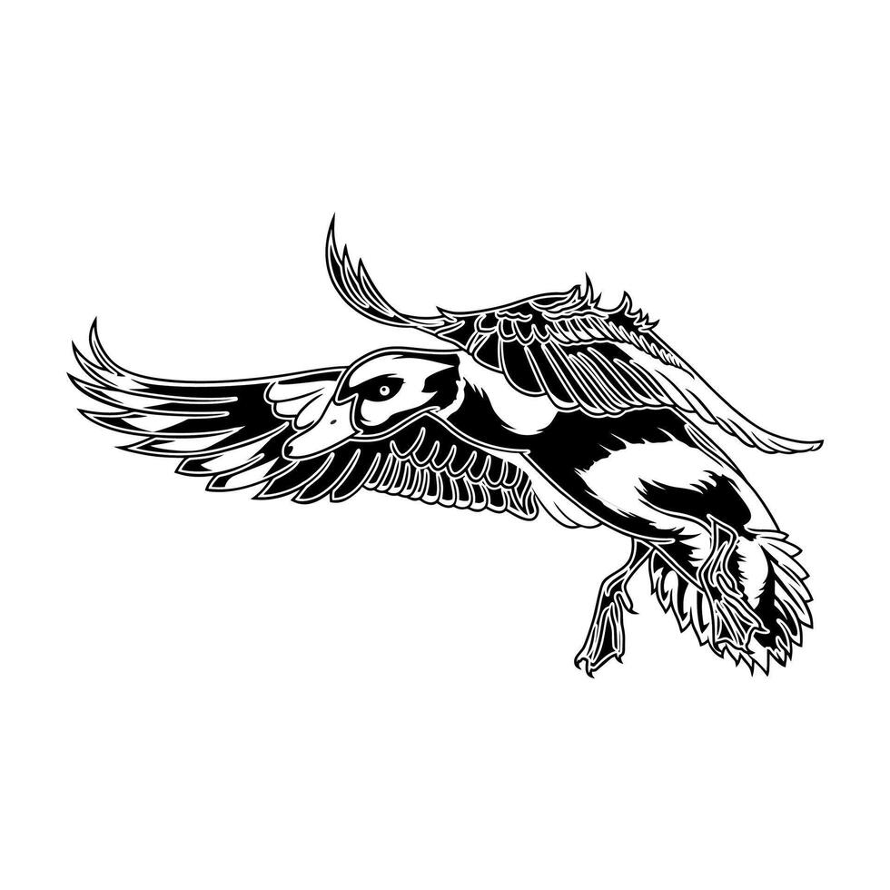pintail duck flying and about to land seen from the side hunting logo illustration vector