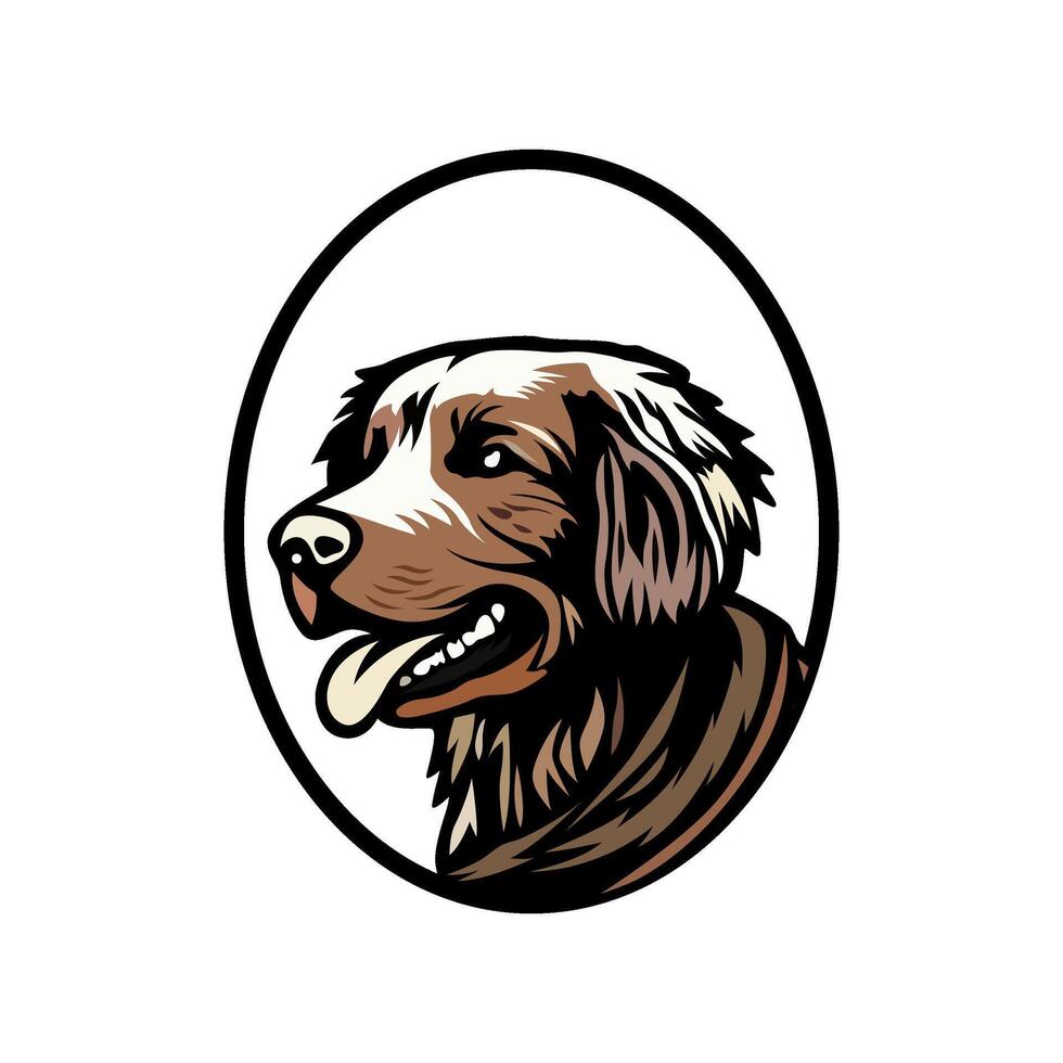 chesapeake bay retriever dog dark brown with tongue out hunting logo illustration image vector