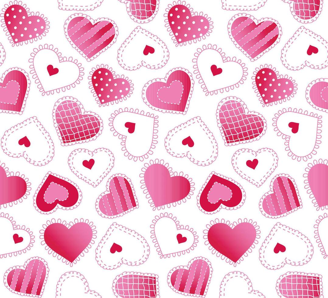 Seamless Valentine Heart Pattern On White Background vector