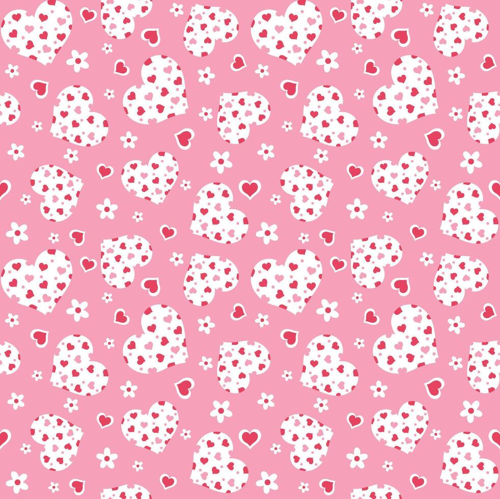 Seamless Valentine Pattern On Pink Background vector