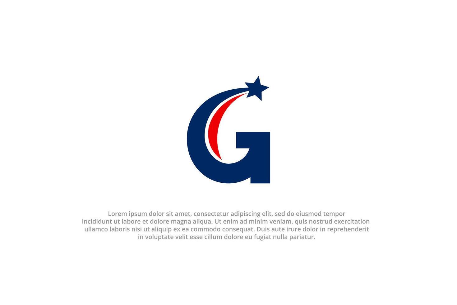 letter g shooting star american usa flag logo vector