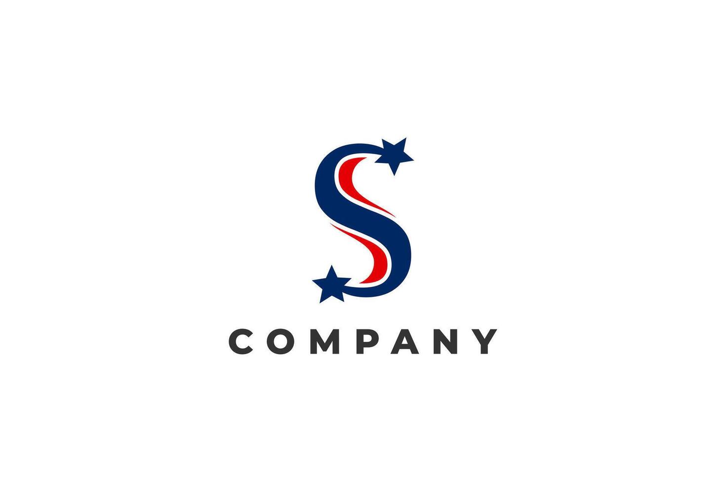 letter s shooting star usa american flag logo vector