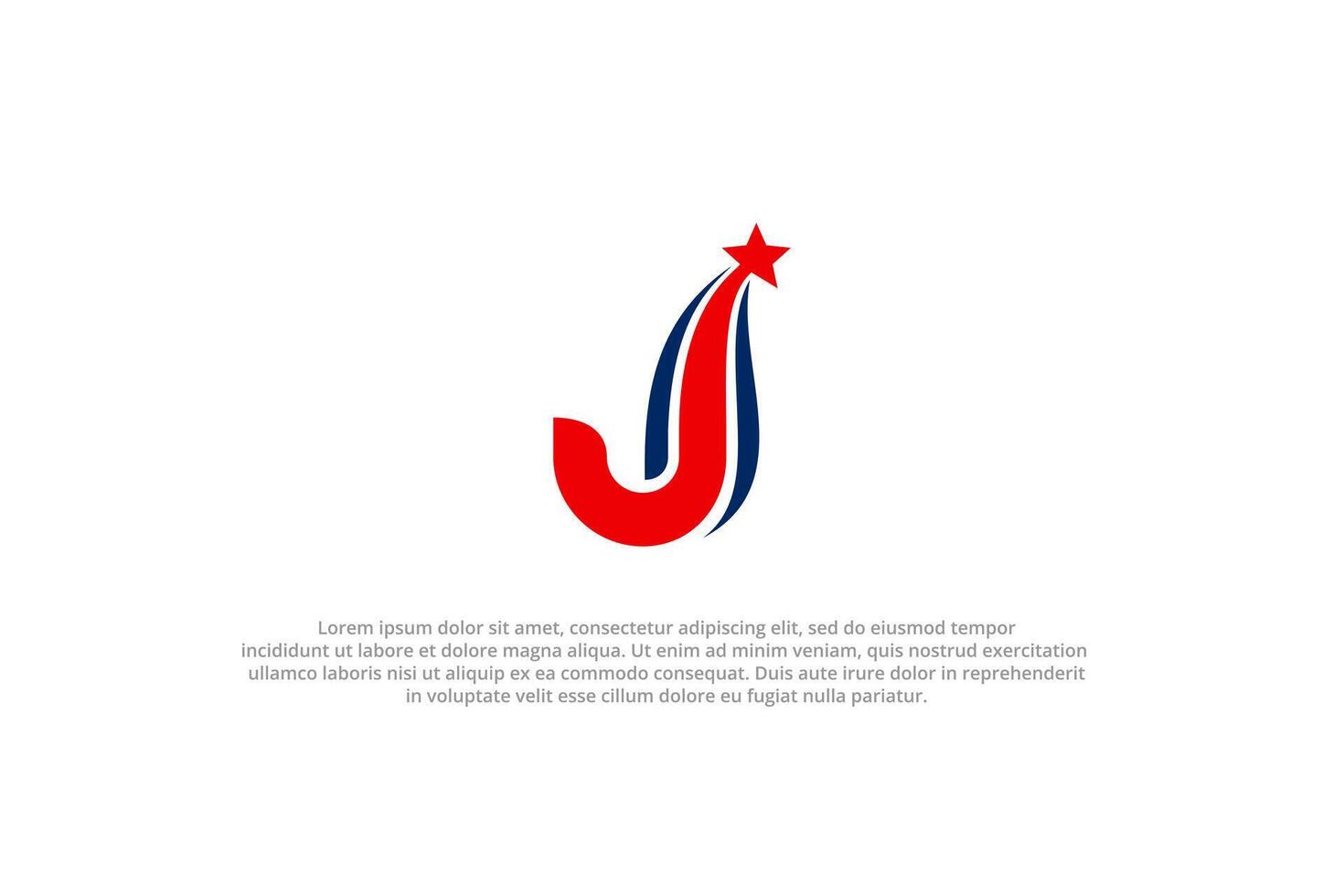 letter j shooting star american usa flag logo vector
