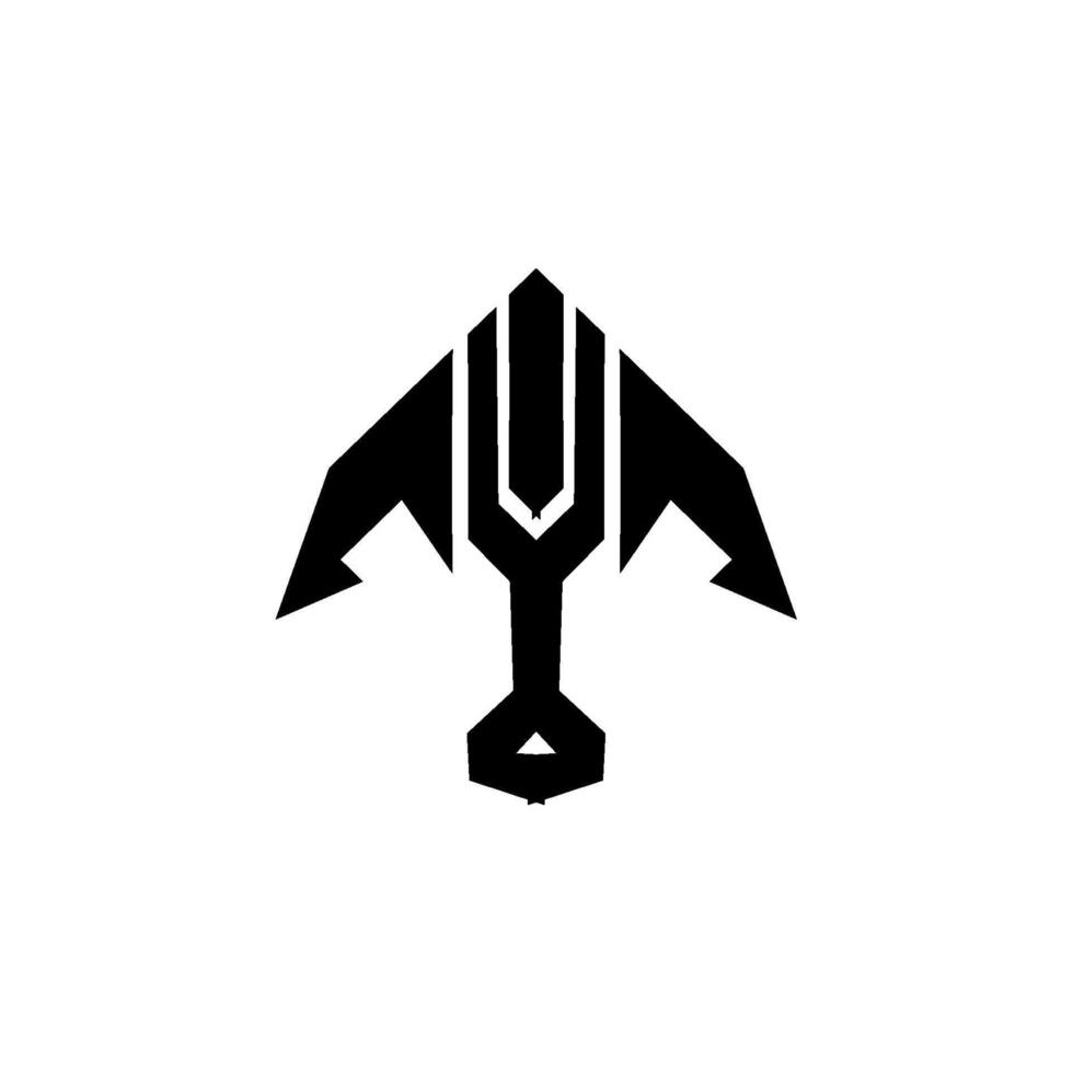 A black and white logo of a jet plane vector