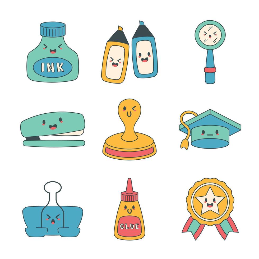 Chibi Student Sticker Set V3 vector