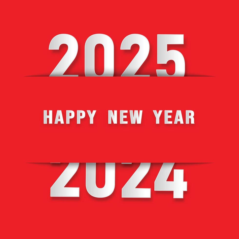 Happy New Year 2024-2025 banner on red background vector