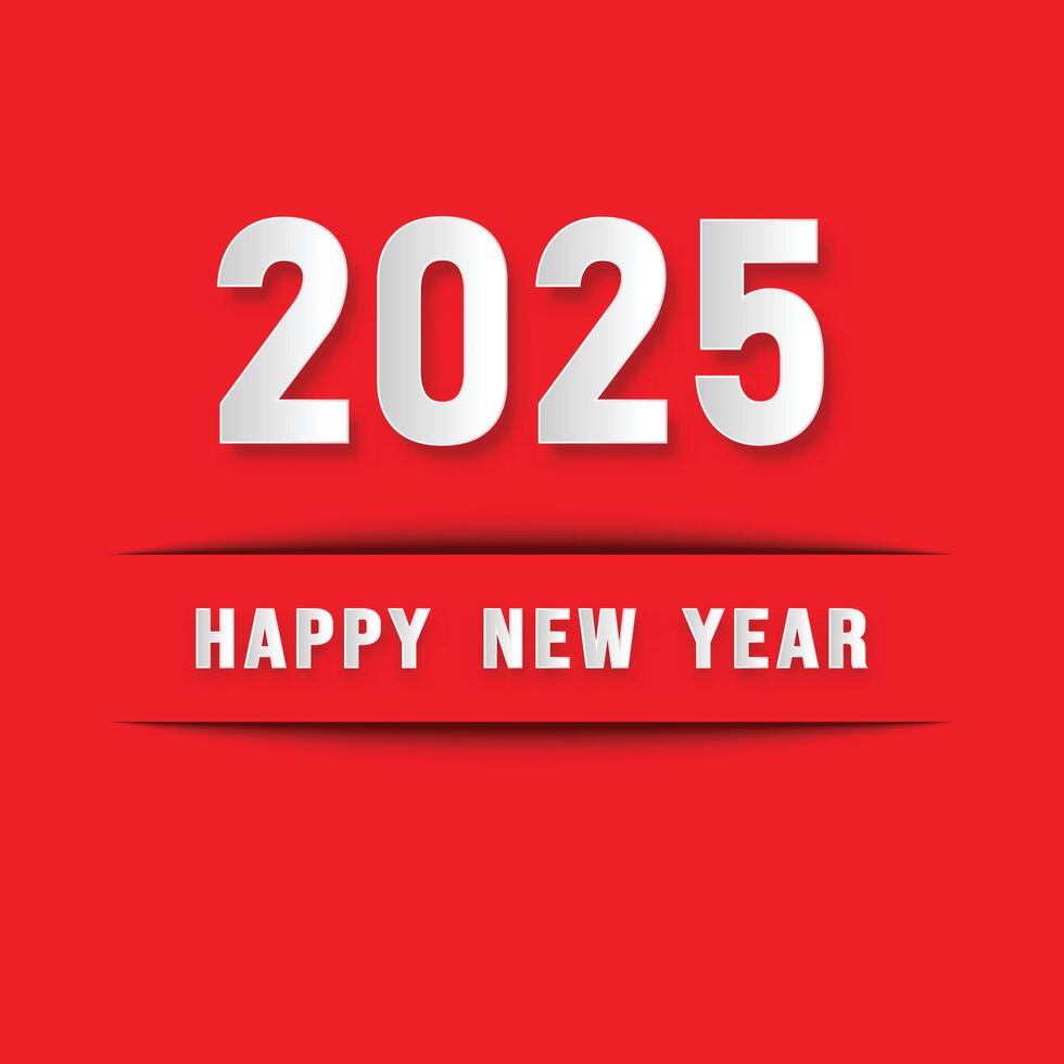 Happy New Year 2025 banner on red background vector