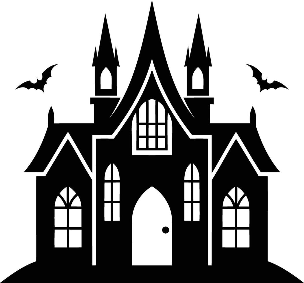Eerie Gothic House Silhouette Haunting Elegance in Dark Design vector