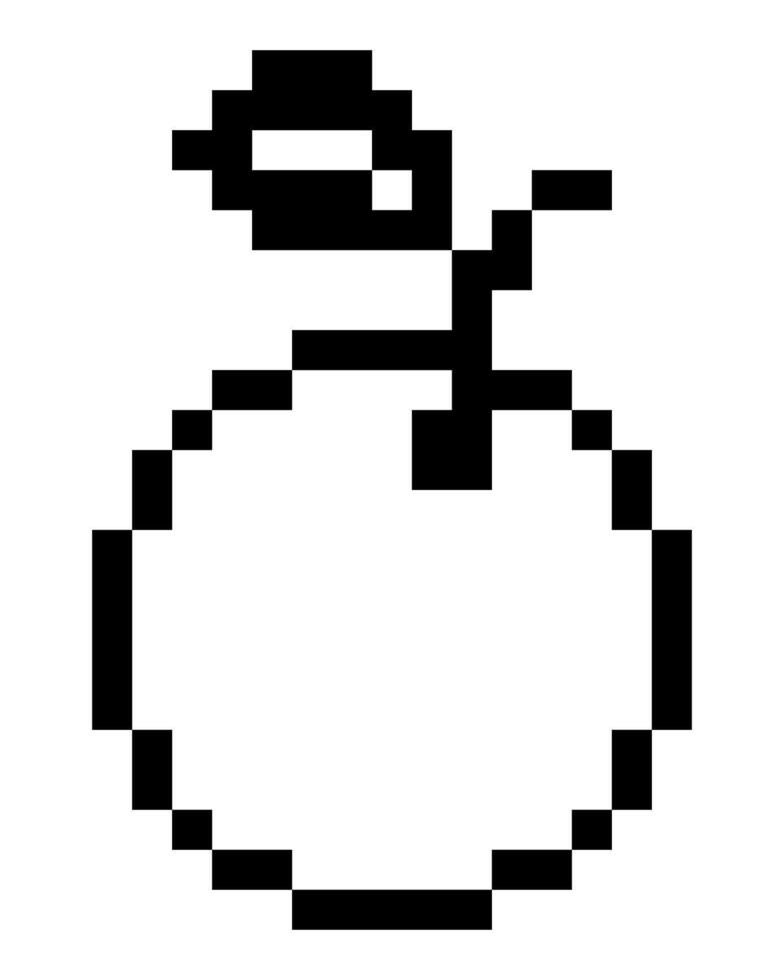 pixel art orange game 8 bit fruit icon logo. black and white sticker pixel art. nature concept. vector