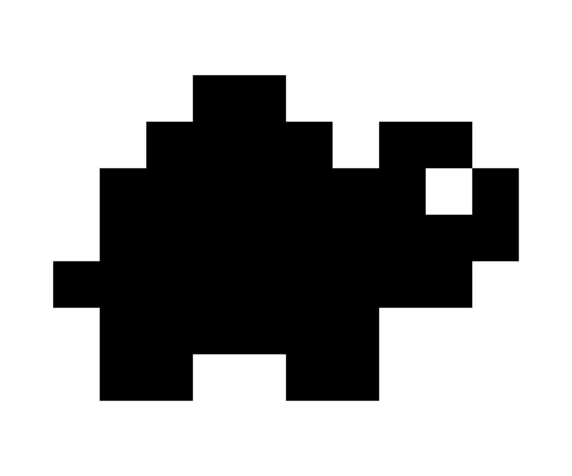 Turtle icon logo pixel art design. sticker fun cute animal cartoon pixel. monochrome retro style art. vector