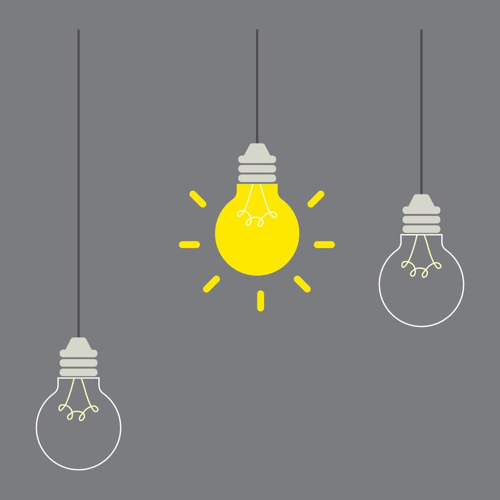 light bulb idea. illustration of hanging light bulbs. vector