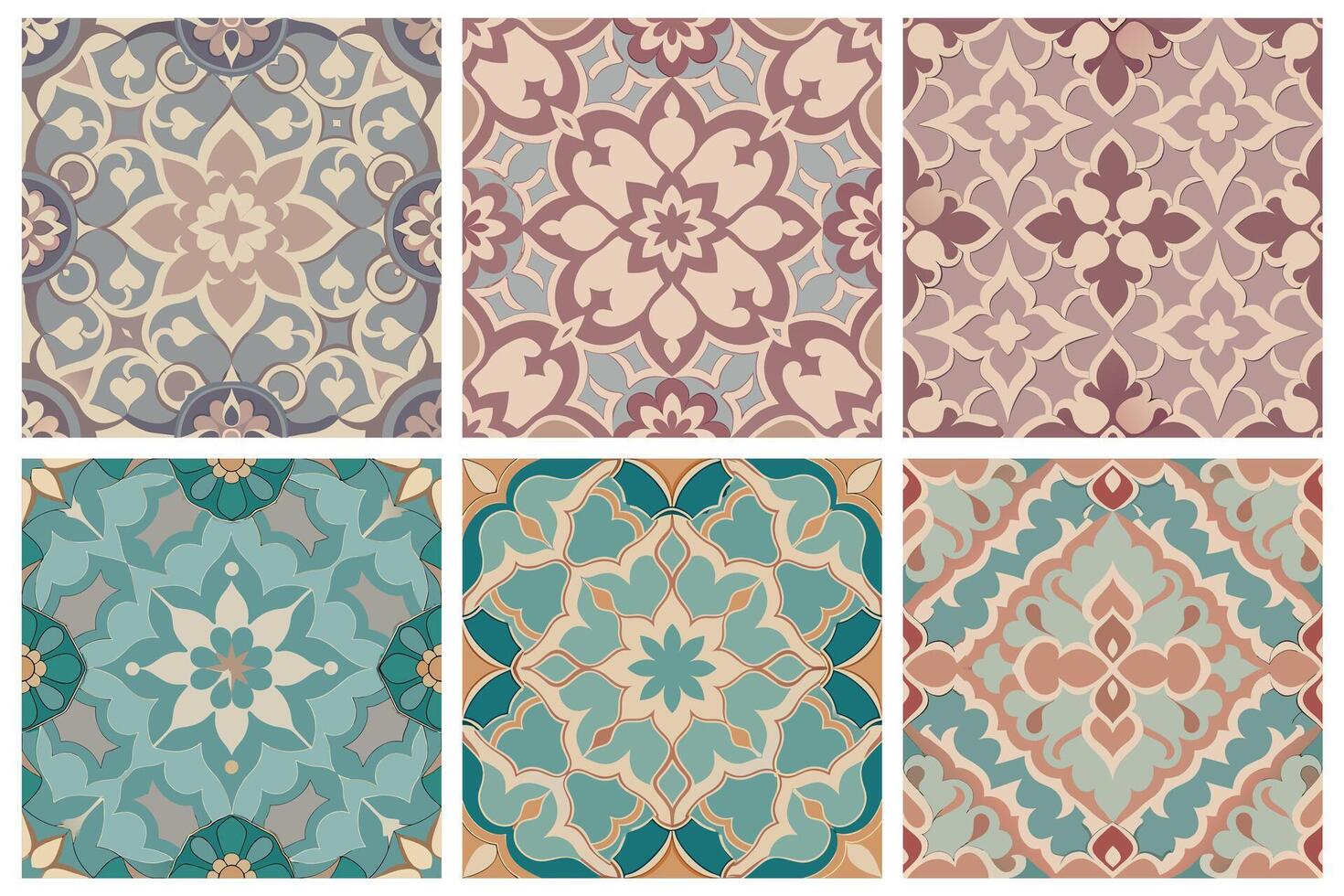Floral Tile Pattern Collection vector