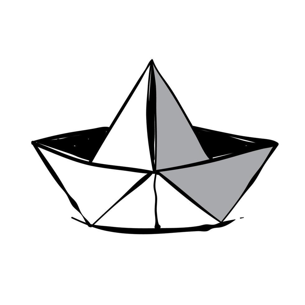 Paper boat icon. Hand drawn illustration vector