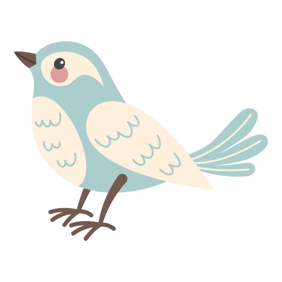Cute spring blue bird hand drawn on white background vector