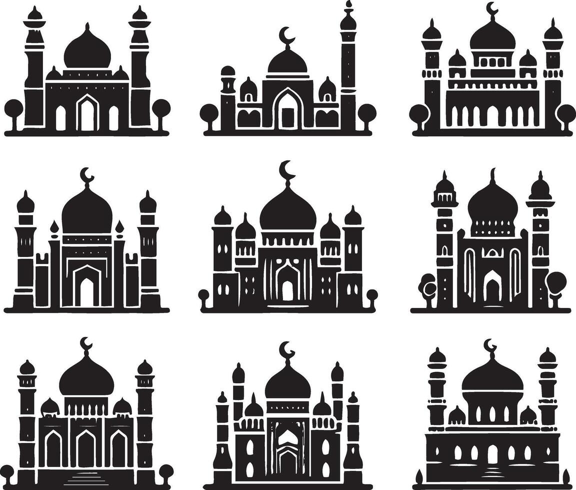 Mosque bundle icon vector