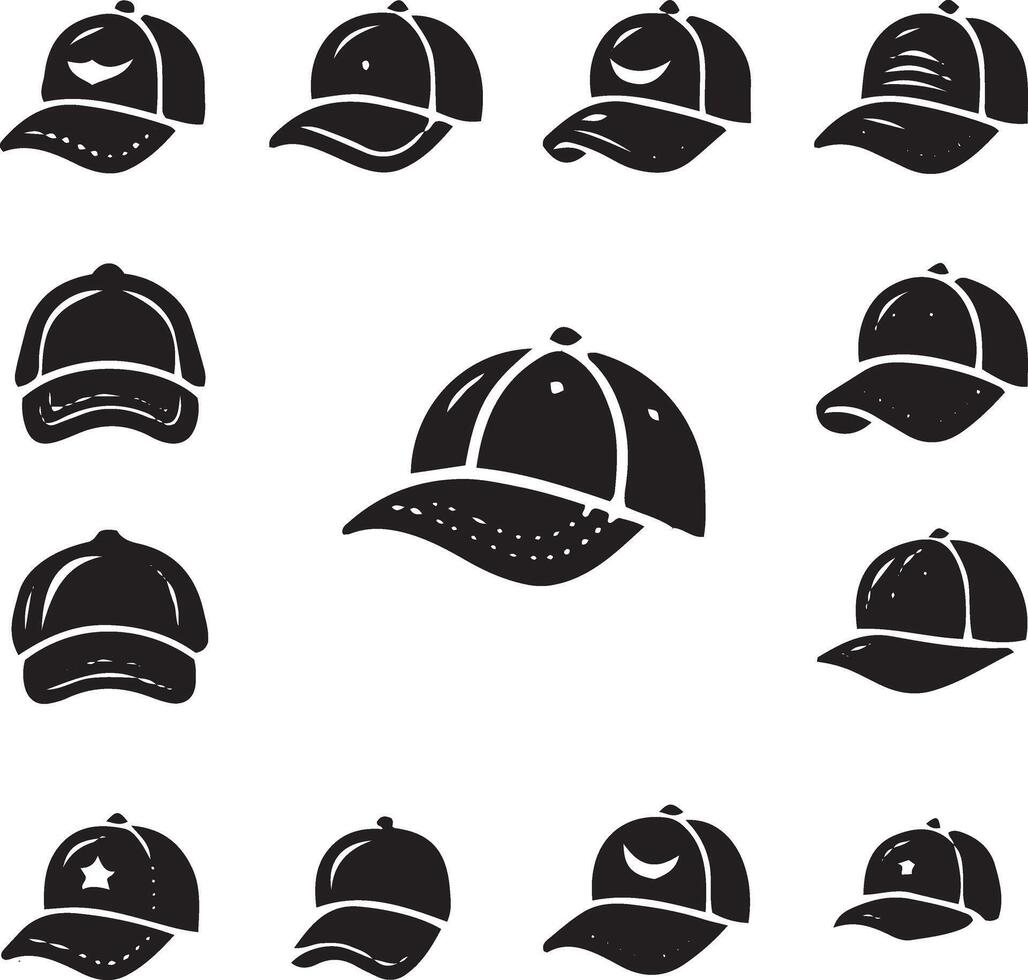 Cap icon bundle vector