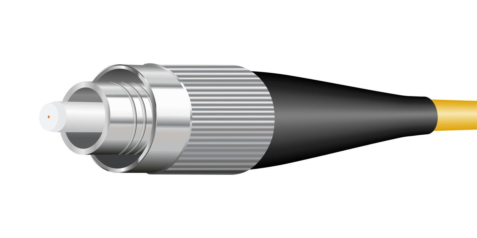 Realistic fiber optic cable with FC connector on white background. illustration EPS 10. vector