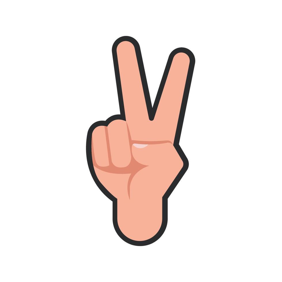 two finger hand gesture in outline flat design. vector
