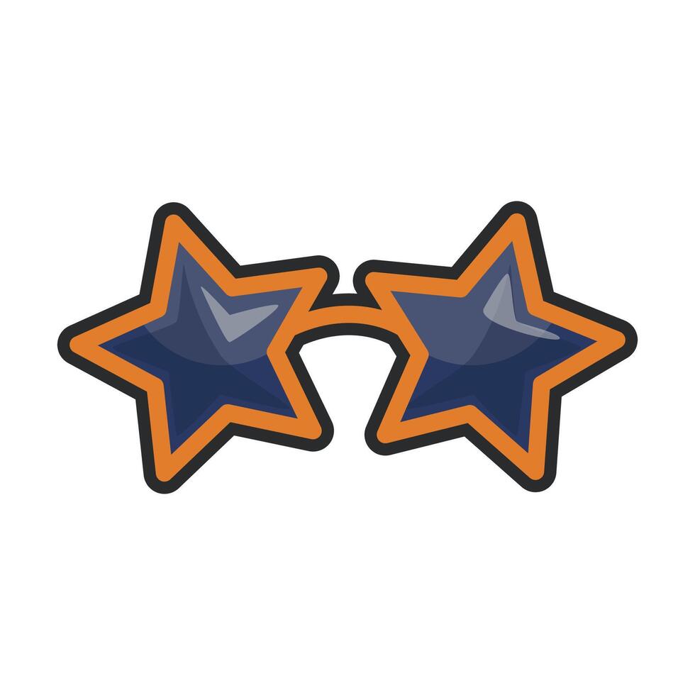 star shape sun glasses in outline flat design. vector