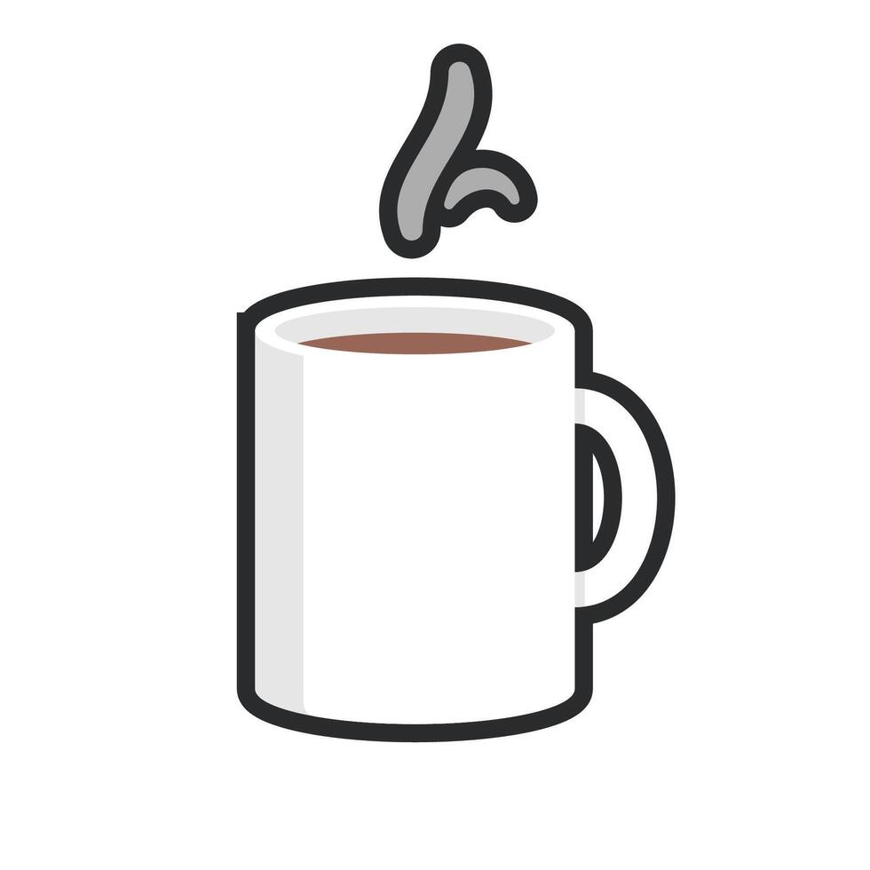 high white cup coffee in outline flat design. vector