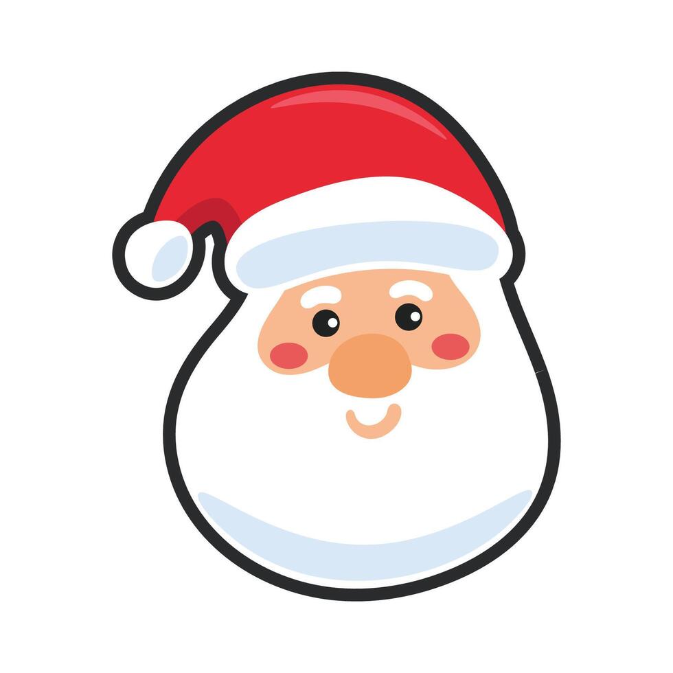 Santa head with outline flat design. vector