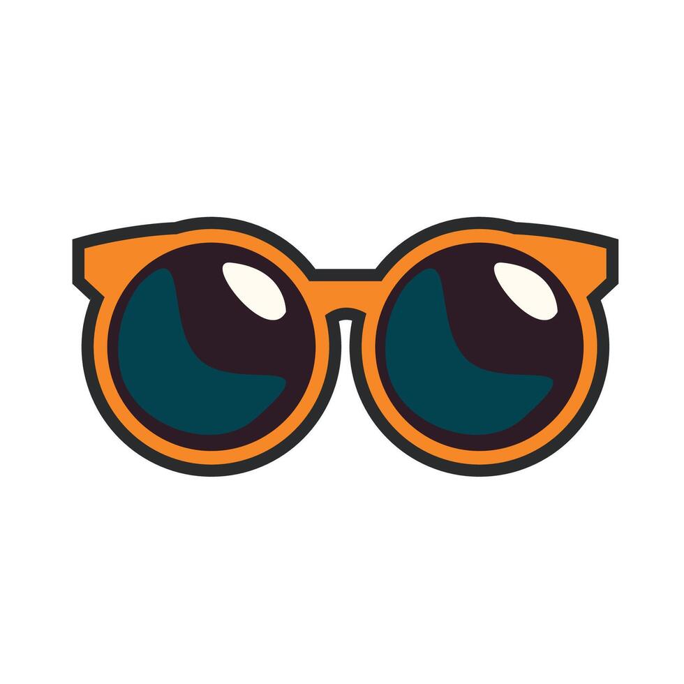 orange frame sunglasses in outline flat design. vector