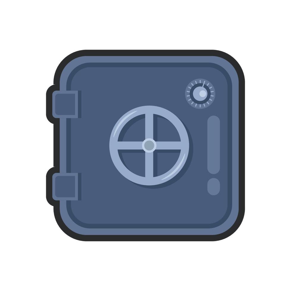 steel bank safe with outline in flat design. vector