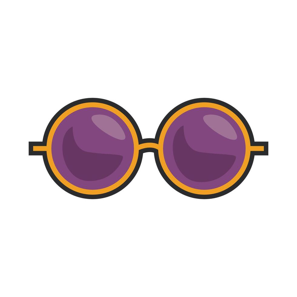 golden frame sunglasses with outline flat design. vector