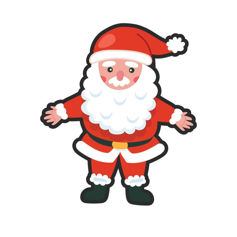 Santa Clause character with outline flat design vector