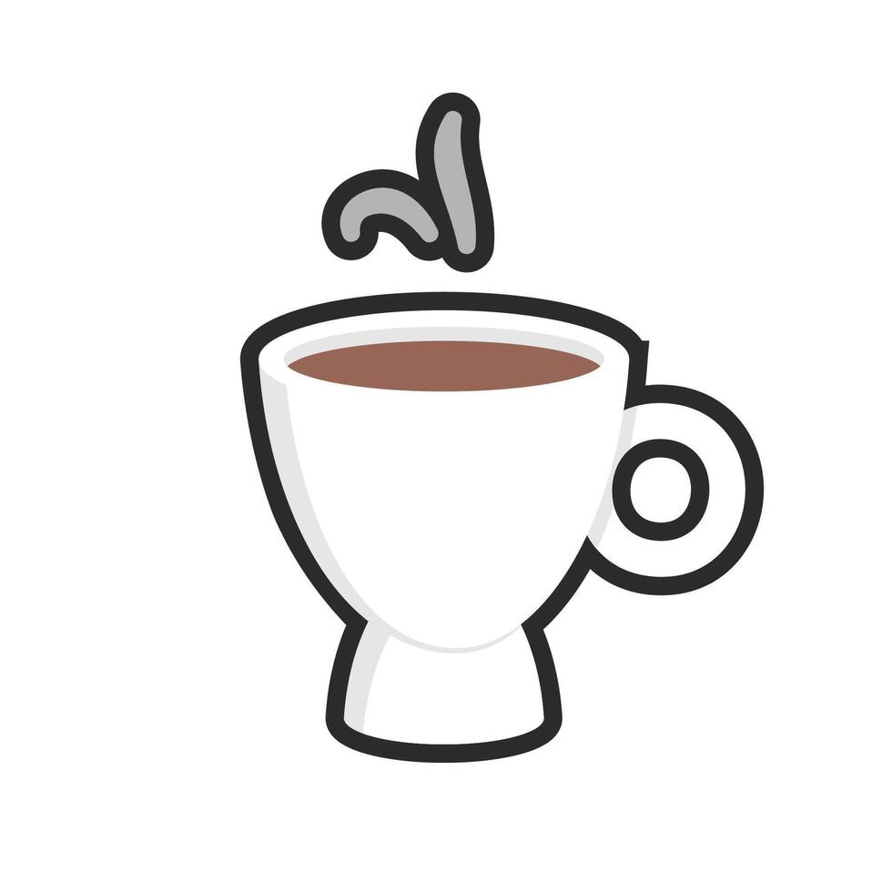white coffee cup cute glass with outline flat design. vector