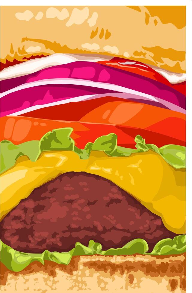 Colorful Closeup hamburger condiment background texture vector