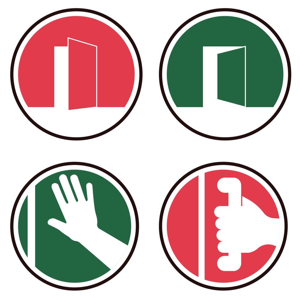 Background sticker. Illustrations of closing and opening. Click and drag to open door plates. vector